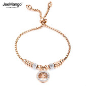 JeeMango Titanium mozaik od nehrđajućeg čelika Crytal Tree Charm Narukvice za žene Modna podesiva lančana narukvica JB20055