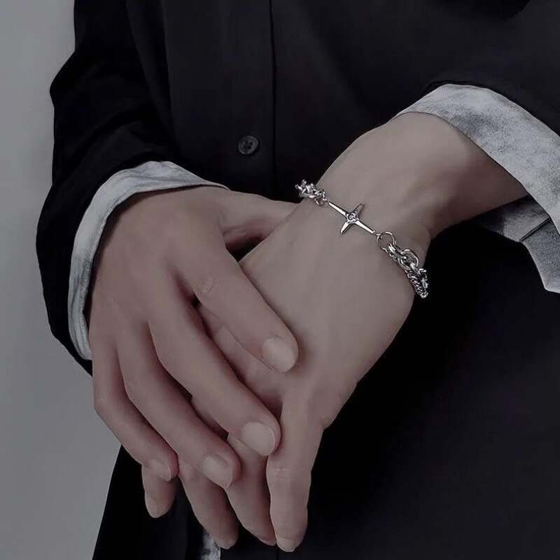 „Star Link Chian“ apyrankė moterims „Punk“ Dvisluoksnės „Žvaigždės“ pakabuko apyrankės Y2k mados nerūdijančio plieno apyrankės papuošalai, dovana