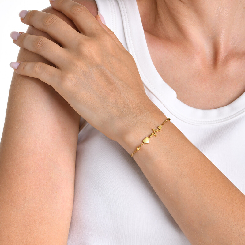 Brățări Vnox Heartbeat pentru femei și fete, PVD auriu, din oțel inoxidabil, cu lanț subțire, brățară, cadouri de dragoste, bijuterii