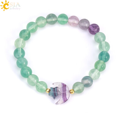 Energia rózsaszín kvarc kristály karkötő nőknek Természetes kő gyógyító csillag félhold gyöngy varázs lila karkötők ékszer T019