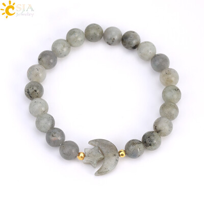 Energia rózsaszín kvarc kristály karkötő nőknek Természetes kő gyógyító csillag félhold gyöngy varázs lila karkötők ékszer T019