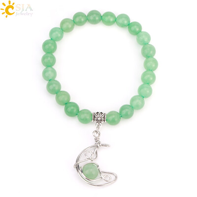 Energia rózsaszín kvarc kristály karkötő nőknek Természetes kő gyógyító csillag félhold gyöngy varázs lila karkötők ékszer T019