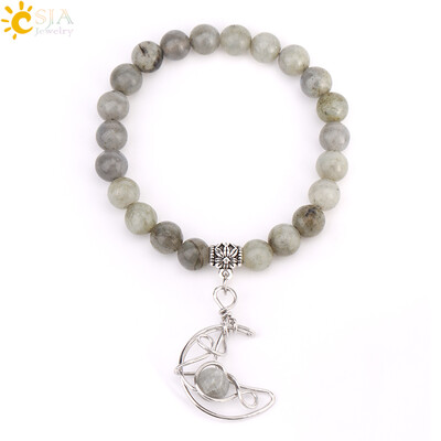 Energia rózsaszín kvarc kristály karkötő nőknek Természetes kő gyógyító csillag félhold gyöngy varázs lila karkötők ékszer T019