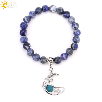 Energia rózsaszín kvarc kristály karkötő nőknek Természetes kő gyógyító csillag félhold gyöngy varázs lila karkötők ékszer T019