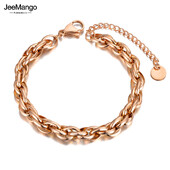JeeMango Hiphop/Rock Narukvica s šarmom od nehrđajućeg čelika od titana, narukvica za žene, muškarce, boemski lanac i karike, nakit JB21121