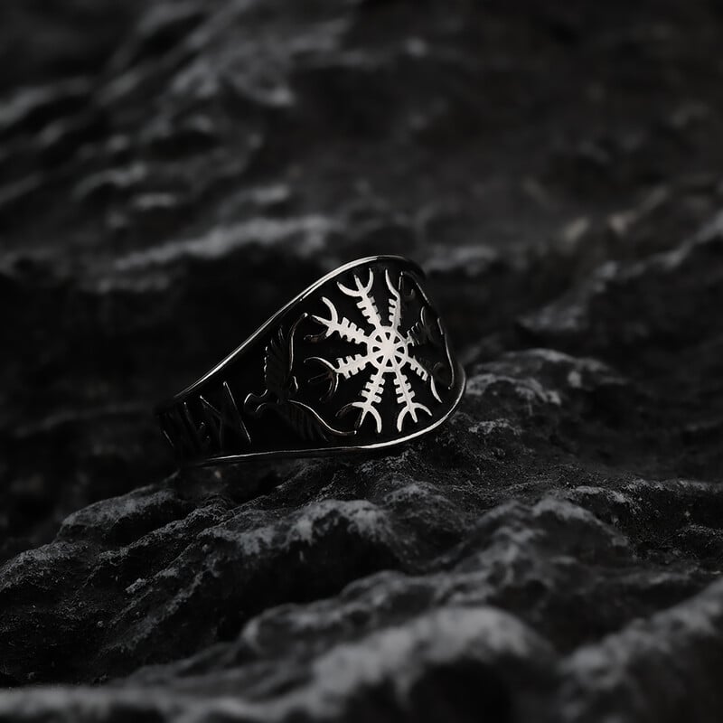 Европейски и американски стил Северна митология Викинг снежинка руна ретро мъжки пръстен персонализирани бижута от неръждаема стомана