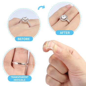 Ρυθμιστής μεγέθους δαχτυλιδιού Resizer Silicone Invisible Finger Ring Size Resizer Clear Sticker for Loose Rings Jewelry Guard & Tools