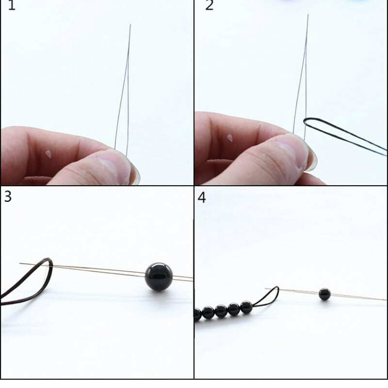 Set de 5/50 buc ace de mărgele cu deschidere centrală ace curbate din oțel pentru accesorii de cusut cu ace drepte cu margele
