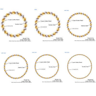 6 ks/sada nových vintage ručne vyrobených guľôčkových náramkov pre ženy a mužov, zlaté/strieborné náramky z nehrdzavejúcej ocele, módne šperky