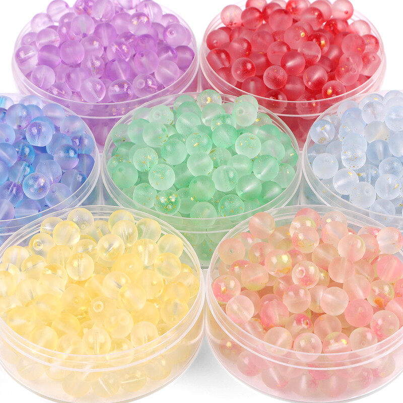 50 ks sklenených priehľadných matných korálok s gradientom, dvojfarebné okrúhle korálky, ručne vyrobené, DIY náramok, náhrdelník, šperky, materiál na šperky