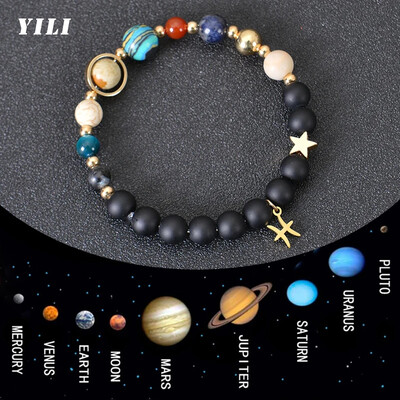 12 csillagkép karkötő nőknek Univerzum Galaxis Nyolc Bolygó Természetes Kő Naprendszer Zodiákus Karkötő Szűz Ékszerek