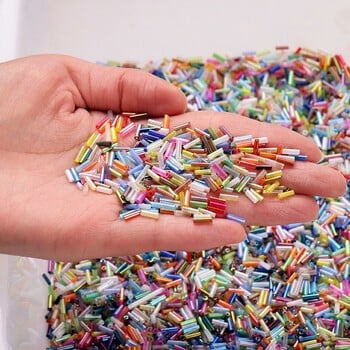 Πολύχρωμες 300 τμχ Σπόροι 11/0 Σωληνάριο 2x6 mm Bugles Glass Seed Beads For DIY Jewelry Making Γυναικεία Ενδύματα Αξεσουάρ