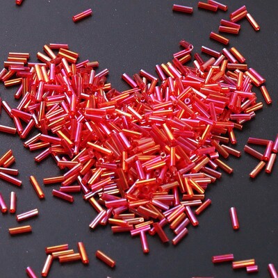 Krāsainas 300 gab. Sēklu krelles 11/0 Cauruļu krelles 2x6mm Stikla sēklu krelles DIY rotaslietu izgatavošanai Sieviešu apģērbu aksesuāri
