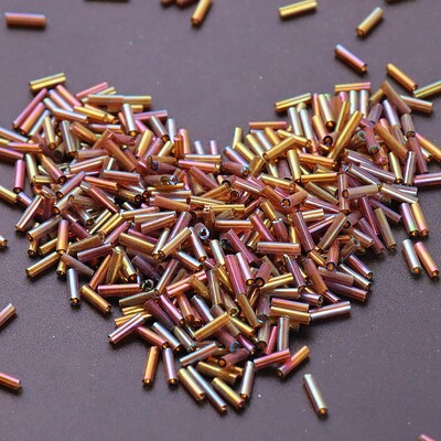 Krāsainas 300 gab. Sēklu krelles 11/0 Cauruļu krelles 2x6mm Stikla sēklu krelles DIY rotaslietu izgatavošanai Sieviešu apģērbu aksesuāri