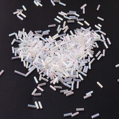 Krāsainas 300 gab. Sēklu krelles 11/0 Cauruļu krelles 2x6mm Stikla sēklu krelles DIY rotaslietu izgatavošanai Sieviešu apģērbu aksesuāri