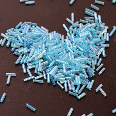 Krāsainas 300 gab. Sēklu krelles 11/0 Cauruļu krelles 2x6mm Stikla sēklu krelles DIY rotaslietu izgatavošanai Sieviešu apģērbu aksesuāri