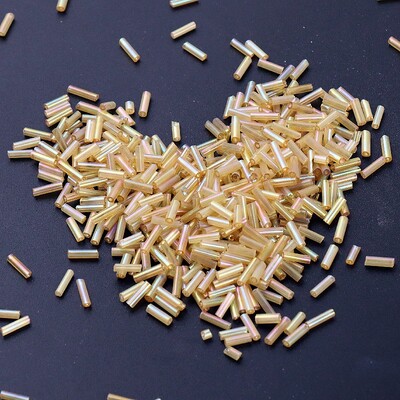 Krāsainas 300 gab. Sēklu krelles 11/0 Cauruļu krelles 2x6mm Stikla sēklu krelles DIY rotaslietu izgatavošanai Sieviešu apģērbu aksesuāri