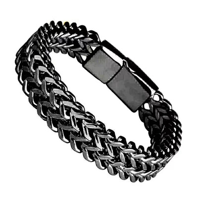 Hip hopový módny titánový kovový náramok 19cm 20cm 21cm prívesok zlatý strieborný čierny náramok pre ženy a mužov módne rockové šperky