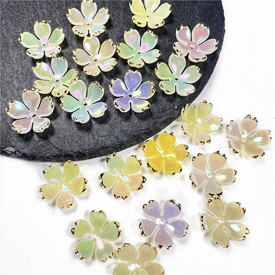 50 db Új 19 mm-es akril cseresznyevirágok virággyöngyök szirmok varázslat csatlakozók barkács fülbevaló haj ékszer készítés gyanta kellékek