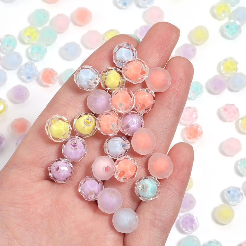 100 ks/sada 9,5 x 10 mm mix farieb okrúhle fazetované akrylové korálky s dvojitou vrstvou pre DIY remeslá darčekové ozdoby na výrobu odevných doplnkov