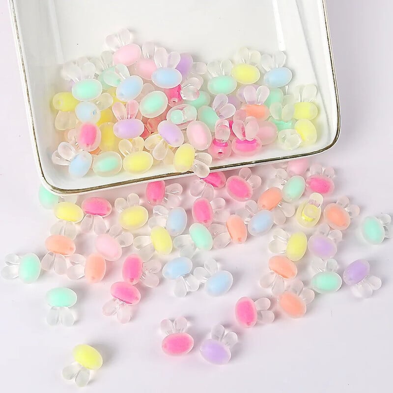 12x16mm 20ks matných, matne leštených farebných akrylových korálok s hlavou králika, dištančné korálky na výrobu šperkov, ručne vyrobený DIY náramok