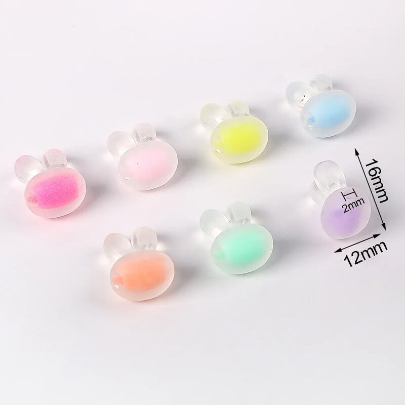 12x16mm 20ks matných, matne leštených farebných akrylových korálok s hlavou králika, dištančné korálky na výrobu šperkov, ručne vyrobený DIY náramok