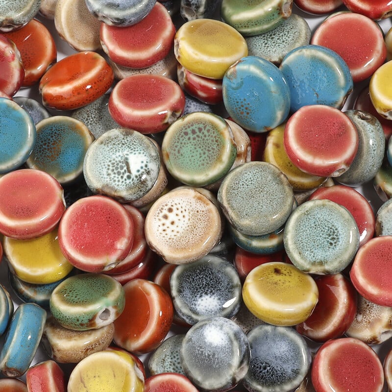 10 ks/sada 15 mm kvetinové glazúrované keramické korálky ploché okrúhle dištančné voľné korálky s príveskom pre DIY remeselné ozdoby na výrobu odevných doplnkov