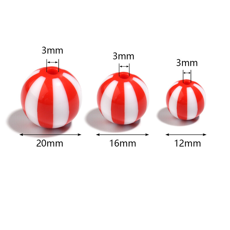 10-20 ks/sada 12-20 mm okrúhle akrylové korálky s prúžkami, voľné korálky s veľkým otvorom pre DIY remeslá, výrobu ozdôb, odevné doplnky