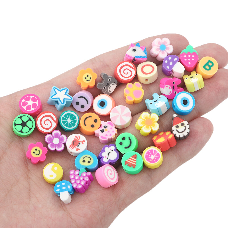 8-10mm 30ks mäkkých keramických korálok, ovocie, zvieracie oči, korálky s písmenovým vzorom, ručne vyrobené DIY náramky, náhrdelníky, korálkové šperky a doplnky