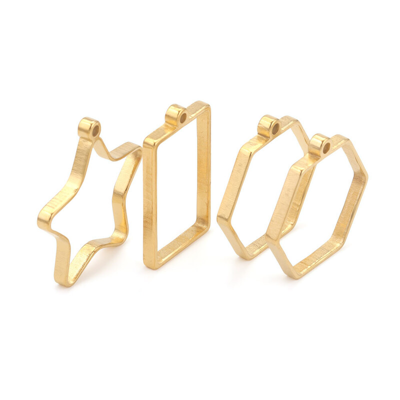 10 komada Geometrijski šarm od nehrđajućeg čelika, šuplje ljepilo, prazna ladica za privjeske, okvir, privjesci za pribor za izradu nakita, nalazi