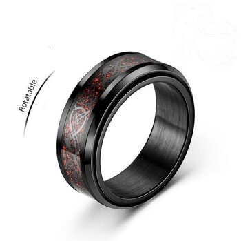 Punk Celtic Dragon Rotating Anxiety Ring for Men Fidget Spinner Inlay από ανοξείδωτο ατσάλι από ανθρακονήματα Metal Rock Band Ring Anillo