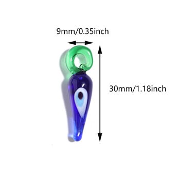 5τμχ/Παρτίδα 9x30mm Γυάλινο μενταγιόν τσίλι με μοτίβο ματιών Κολιέ Βραχιόλι Αξεσουάρ για αποκριάτικο πάρτι