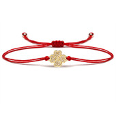 La modă, cu cristal de zirconiu, trifoi cu patru foi, brățară norocoasă pentru femei, zirconiu, pietre CZ, alamă placată cu aur, brățară șir roșu