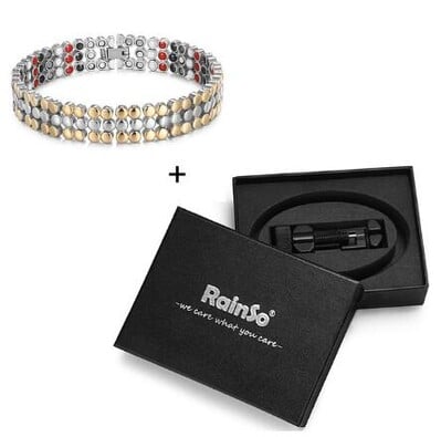 Brățări magnetice RainSo pentru bărbați și femei Bioenergie terapie 3500 Gaus Farmecul Sănătate Bijuterii de lux din oțel inoxidabil