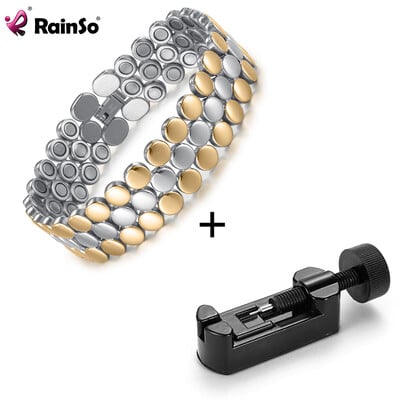 Brățări magnetice RainSo pentru bărbați și femei Bioenergie terapie 3500 Gaus Farmecul Sănătate Bijuterii de lux din oțel inoxidabil
