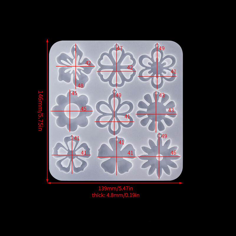 Mold DIY din rășină epoxidică, cu cristal, în formă de floare, pentru pandantiv pentru cercei