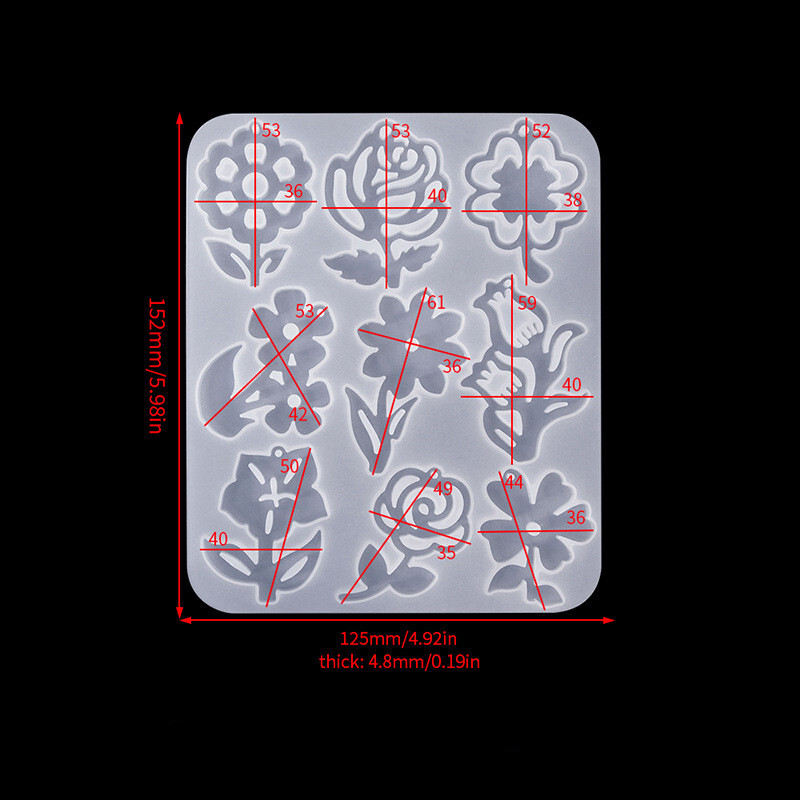 Mold DIY din rășină epoxidică, cu cristal, în formă de floare, pentru pandantiv pentru cercei