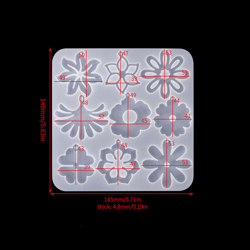 Mold DIY din rășină epoxidică, cu cristal, în formă de floare, pentru pandantiv pentru cercei