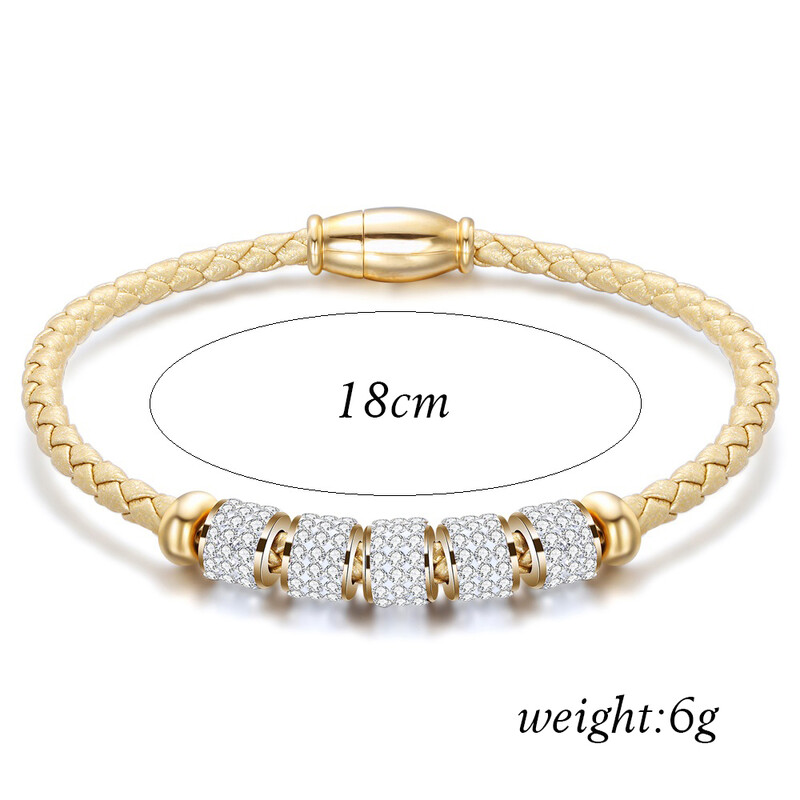 Modni ženski modni nakit, narukvica s kožnim užetom od nehrđajućeg čelika, narukvica s privjeskom od nehrđajućeg čelika