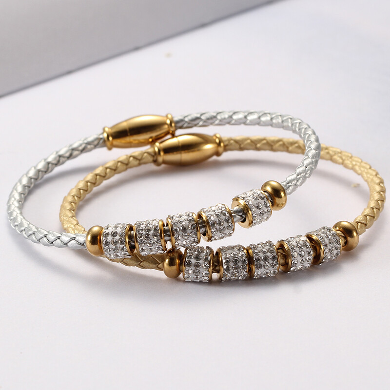 Modni ženski modni nakit, narukvica s kožnim užetom od nehrđajućeg čelika, narukvica s privjeskom od nehrđajućeg čelika