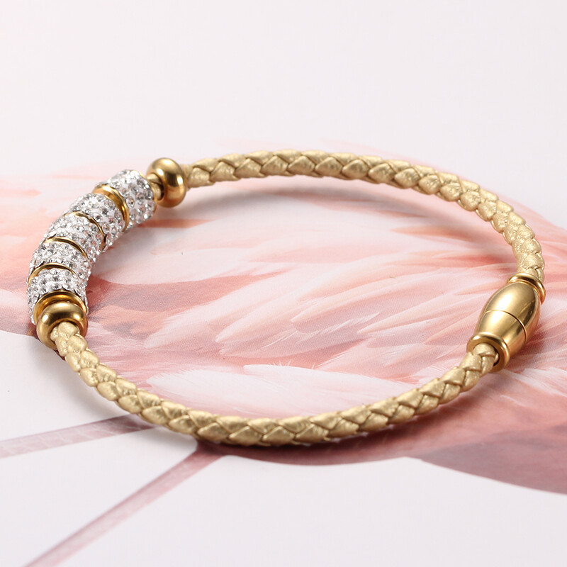 Modni ženski modni nakit, narukvica s kožnim užetom od nehrđajućeg čelika, narukvica s privjeskom od nehrđajućeg čelika