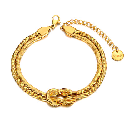 Lokaer titán rozsdamentes acél kígyó lánc karkötők Divatos kétrétegű, geometrikus csomós karkötő nőknek Браслет B22036