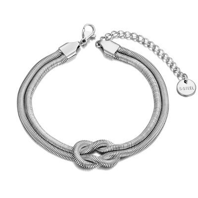 Lokaer titán rozsdamentes acél kígyó lánc karkötők Divatos kétrétegű, geometrikus csomós karkötő nőknek Браслет B22036