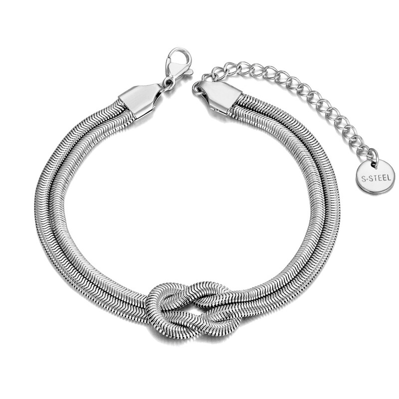 Lokaer titán rozsdamentes acél kígyó lánc karkötők Divatos kétrétegű, geometrikus csomós karkötő nőknek Браслет B22036