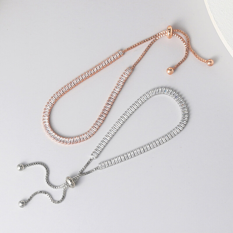 ZHOUYANG Brățări de tenis pentru femei, bijuterii de zircon cu scânteie, culoare aur roz, cadou pentru prieteni, lucrate manual, bijuterii drăguțe, comerț cu ridicata H017