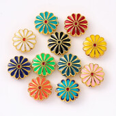 12 tk 12mm metallist Väike karikakra emailiga päevalille vahehelmed DIY trendikas käevõru jalavõru ühe ripatsiga tilgasulamist rant