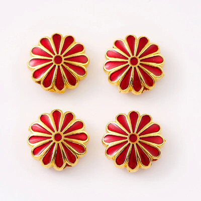 12 tk 12mm metallist Väike karikakra emailiga päevalille vahehelmed DIY trendikas käevõru jalavõru ühe ripatsiga tilgasulamist rant