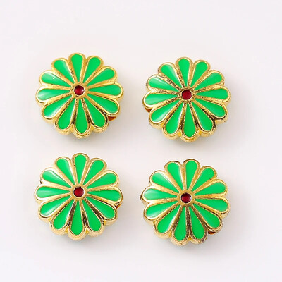 12 tk 12mm metallist Väike karikakra emailiga päevalille vahehelmed DIY trendikas käevõru jalavõru ühe ripatsiga tilgasulamist rant