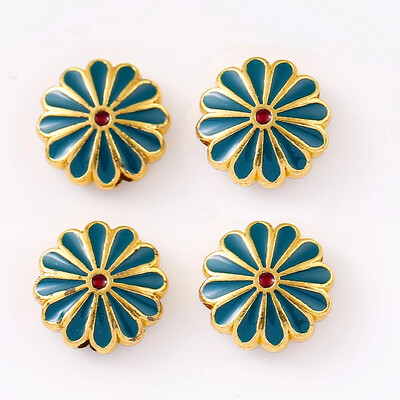 12 tk 12mm metallist Väike karikakra emailiga päevalille vahehelmed DIY trendikas käevõru jalavõru ühe ripatsiga tilgasulamist rant