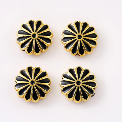 12 tk 12mm metallist Väike karikakra emailiga päevalille vahehelmed DIY trendikas käevõru jalavõru ühe ripatsiga tilgasulamist rant